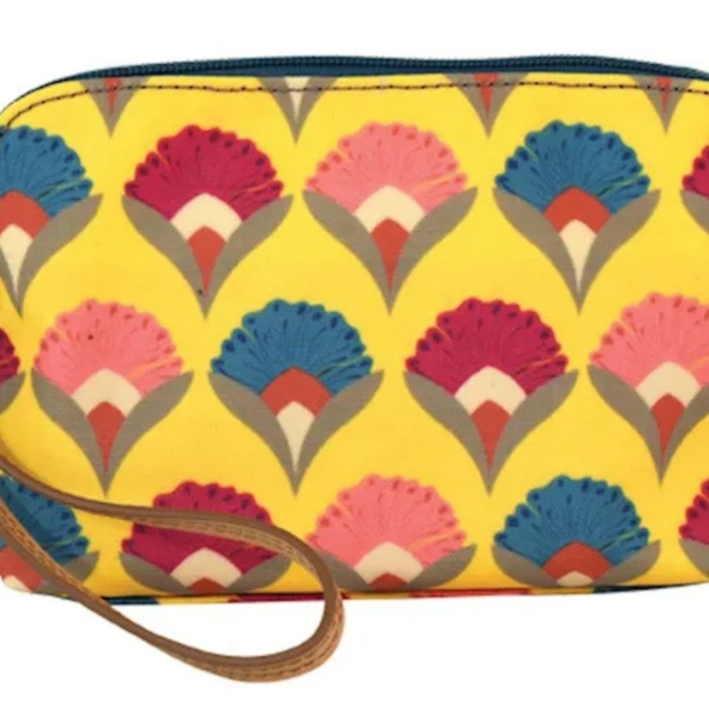 Yellow and Pink Art Deco Clutch Wristlet